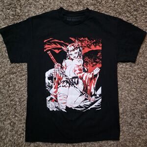 Bad Habits Anime Woman Katana T-Shirt Black Medium Tee